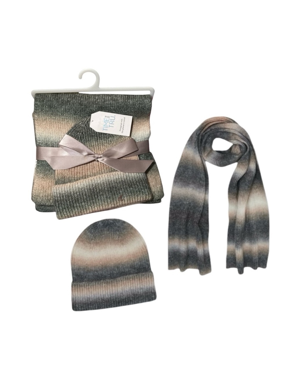 Time And Tru Ombre Tie Dye Beanie And Scarf Set